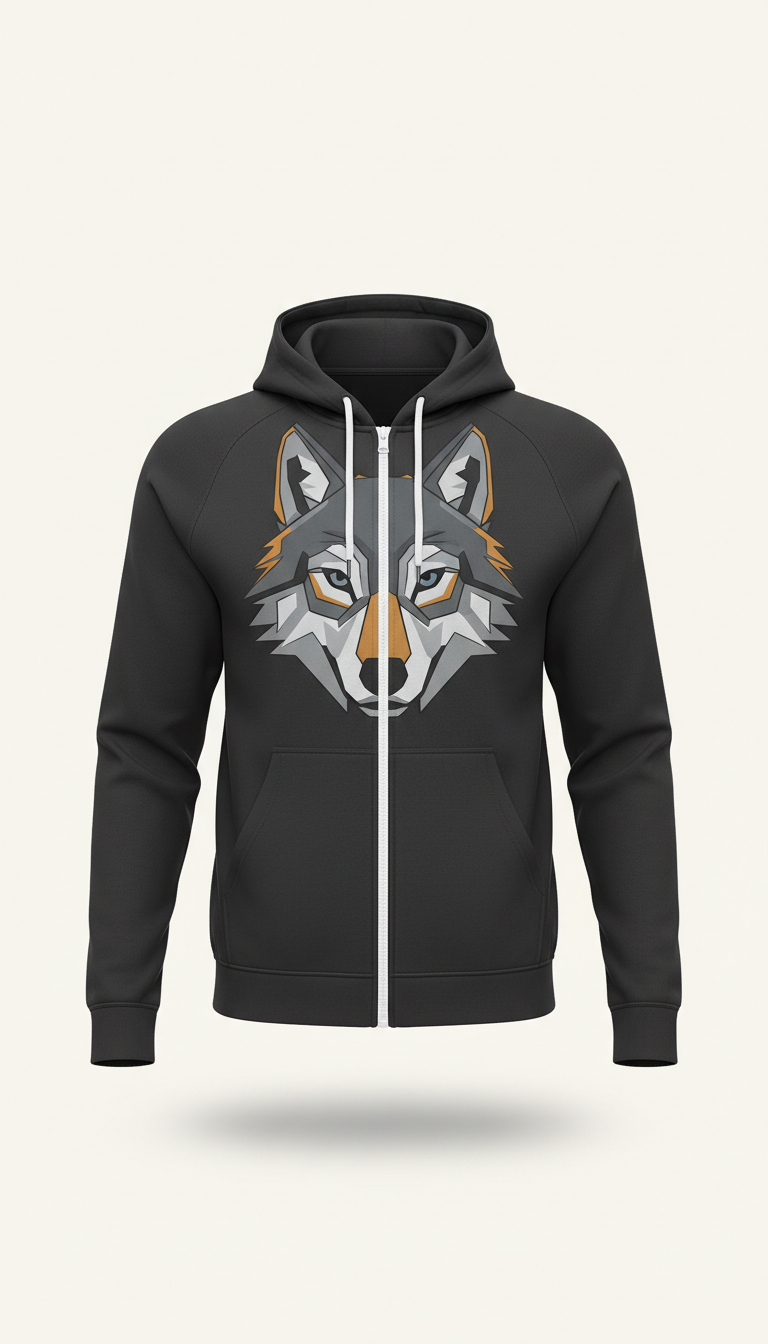 Technical Hoodie with Wolf Sleeve Motif