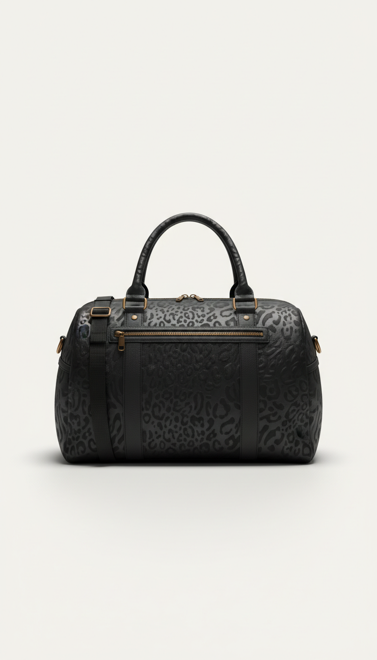 Animal-Embossed Gym Bag with Reinforced Base